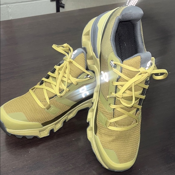 On Running Shoes - On Running Mustard and Gray Sneakers